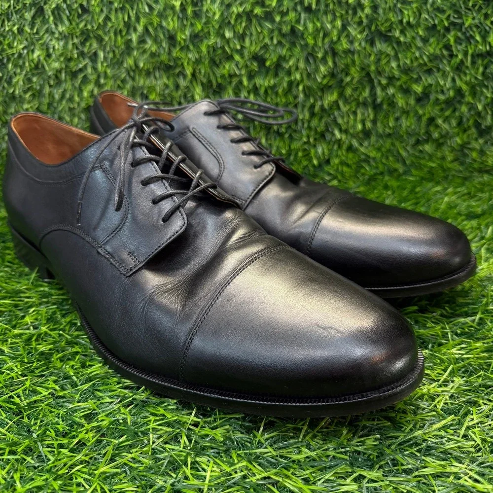 Johnston & Murphy Mens‎ 14M Cap Toe Oxford Dress Shoes Black Leather Classic